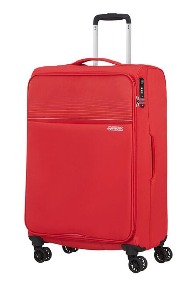 American Tourister Látkový cestovní kufr Lite Ray M 75 l - červená