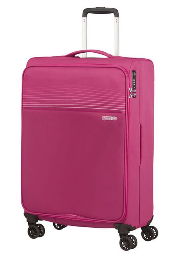 American Tourister Látkový cestovní kufr Lite Ray M 75 l - růžová