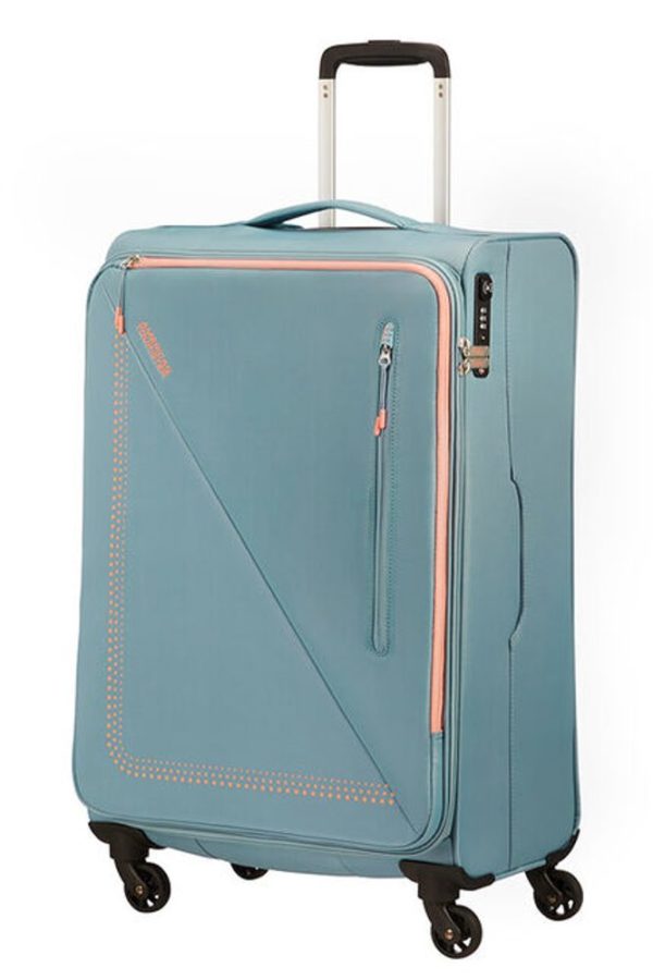 American Tourister Látkový cestovní kufr Lite Volt Spinner 70 l - GREY/PEACH