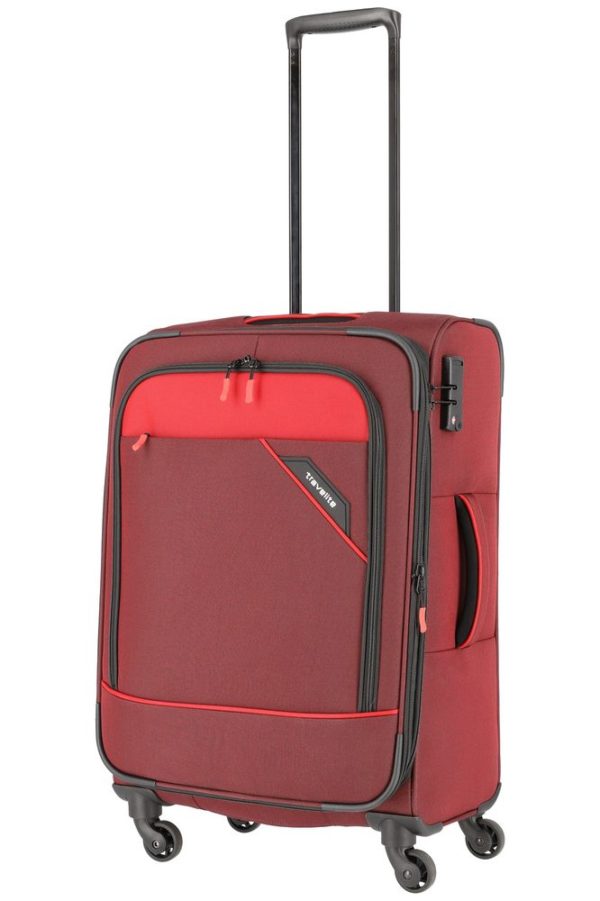 Travelite Látkový cestovní kufr Derby 4w M Red 69/79 l