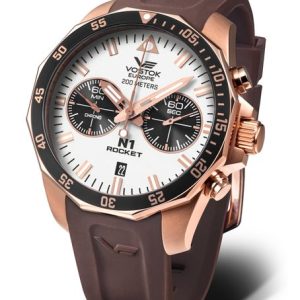 Vostok Europe N-1 Rocket Chrono Line 6S21-225B619S - Hnědý silikonový řemínek