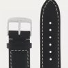 Kožený řemínek Junkers 22mm - černý/bílé prošití - Image 2