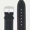 Kožený řemínek Junkers XL 22mm - černý/bílé prošití - Image 2