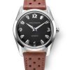 Nivada Grenchen Antarctic 35 mm - Black White Luminova - Brown Leather White Stitching - Image 2