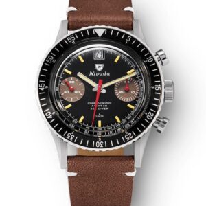 Nivada Grenchen Chronoking Manual - Brown Leather White Stitching
