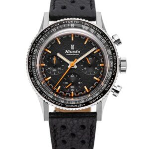 Nivada Grenchen Chronoking Mecaquartz - Inter. Bezel - Black Racing Strap