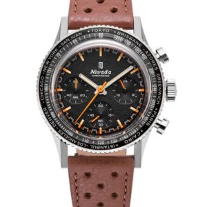 Nivada Grenchen Chronoking Mecaquartz - Inter. Bezel - Brown Racing Strap
