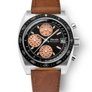 Nivada Grenchen Chronosport Mecaquartz Salmon - Brown Leather