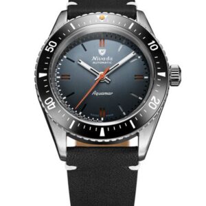 Nivada Grenchen Aquamar Grey - Black Leather White stitching