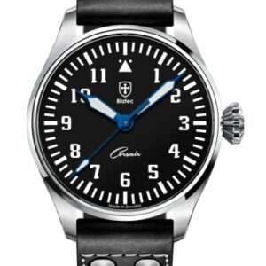 Biatec Corsair Vintage 01 - Černý kožený pilot řemínek