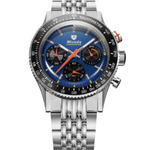 Nivada Grenchen Chronoking Mecaquartz Racing Blue - Inter. Bezel - Beads of Rice