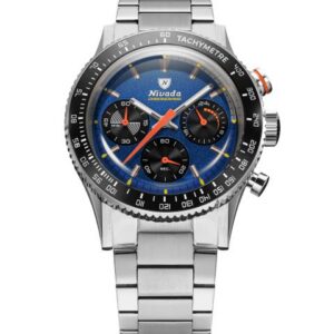 Nivada Grenchen Chronoking Mecaquartz Racing Blue - Inter. Bezel - Bracelet Flat Link
