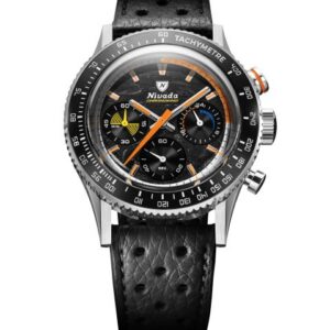 Nivada Grenchen Chronoking Mecaquartz Racing Carbon - Inter. Bezel - Black Racing Strap