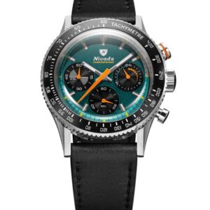 Nivada Grenchen Chronoking Mecaquartz Racing Green - Inter. Bezel - Black Leather