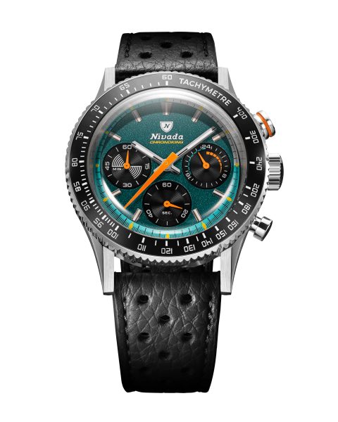 Nivada Grenchen Chronoking Mecaquartz Racing Green - Inter. Bezel - Black Rubber Tropic - Obrázek 2