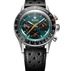 Nivada Grenchen Chronoking Mecaquartz Racing Green - Inter. Bezel - Black Racing Strap