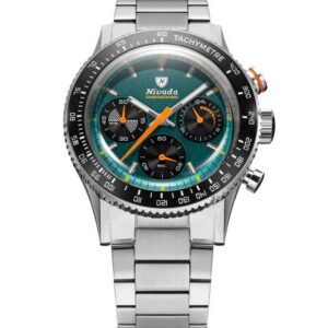 Nivada Grenchen Chronoking Mecaquartz Racing Green - Inter. Bezel - Bracelet Flat Link