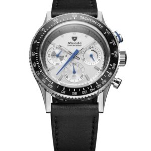 Nivada Grenchen Chronoking Mecaquartz Racing Grey - Inter. Bezel - Black Leather