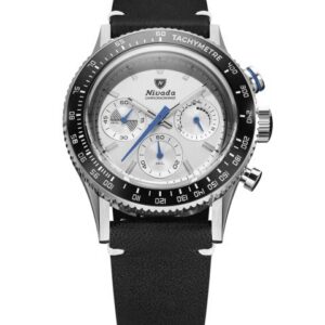 Nivada Grenchen Chronoking Mecaquartz Racing Grey - Inter. Bezel - Black Leather White Stitching