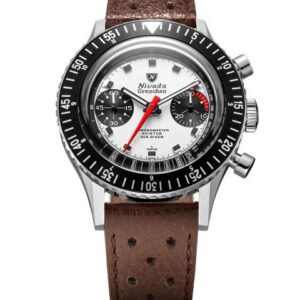 Nivada Grenchen Chronomaster White Panda 41mm - Brown Racing Strap