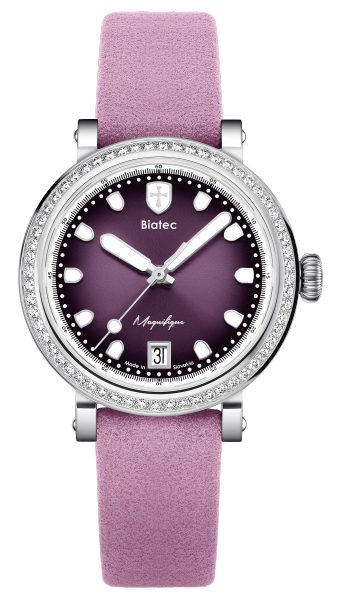 Biatec Magnifique 02 - Bílošedý řemínek z broušené kůže - Se sponou z nerezové oceli 316L - Obrázek 2