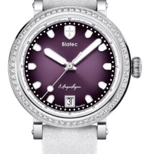 Biatec Magnifique 02 - Bílošedý řemínek z broušené kůže - Se sponou z nerezové oceli 316L