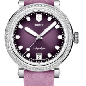 Biatec Magnifique 02 - Růžový řemínek z broušené kůže - Se sponou z nerezové oceli 316L