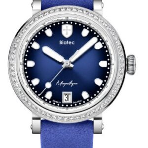 Biatec Magnifique 03 - Modrý řemínek z broušené kůže - Se sponou z nerezové oceli 316L