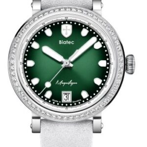 Biatec Magnifique 04 - Bílošedý řemínek z broušené kůže - Se sponou z nerezové oceli 316L