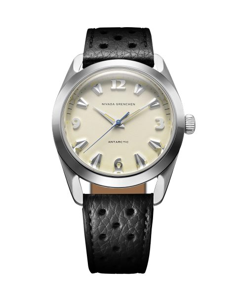 Nivada Grenchen Antarctic 38 mm - Eggshell Beige Luminova - Black Racing Strap