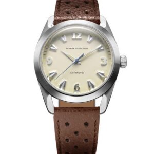 Nivada Grenchen Antarctic 38 mm - Eggshell Beige Luminova - Brown Racing Strap