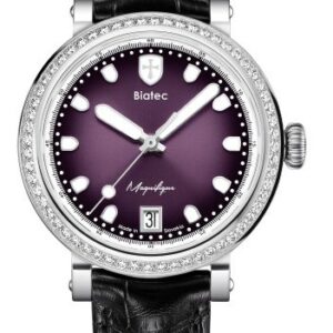 Biatec Magnifique 02 - Černý kožený řemínek se vzorem aligátora