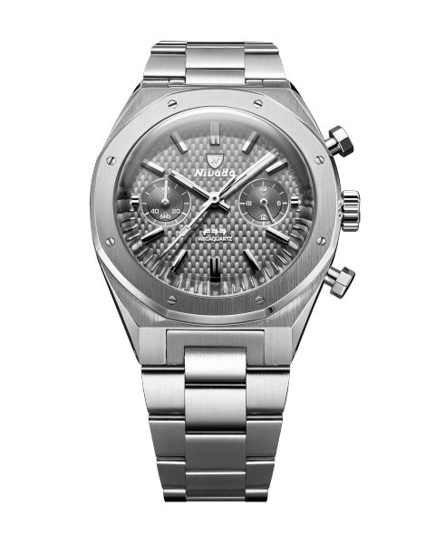 Nivada Grenchen F77 Chrono Mecaquartz Grey 38 mm - Steel Bracelet - Obrázek 2