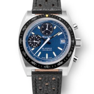 Nivada Grenchen Autochron Blue Automatic - Black Racing Strap