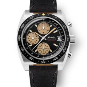 Nivada Grenchen Autochron Mecaquartz - Black Leather