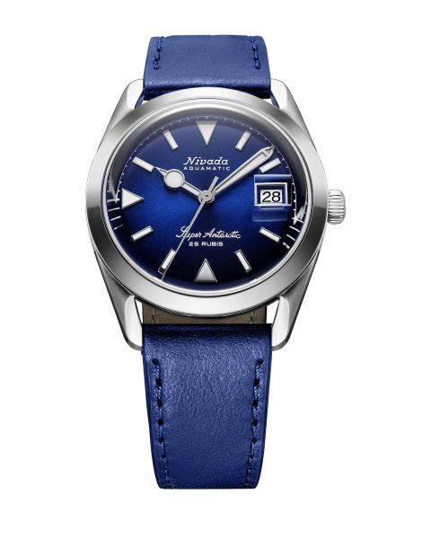 Nivada Grenchen Super Antarctic Blue - Date - Blue Leather