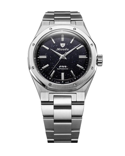 Nivada Grenchen F77 SST Dark Blue Aventurine MK2 - 38 mm - Stainless Steel Bracelet