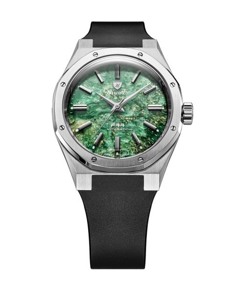 Nivada Grenchen F77 SST Green Aventurine MK2 - 38 mm - Black Rubber