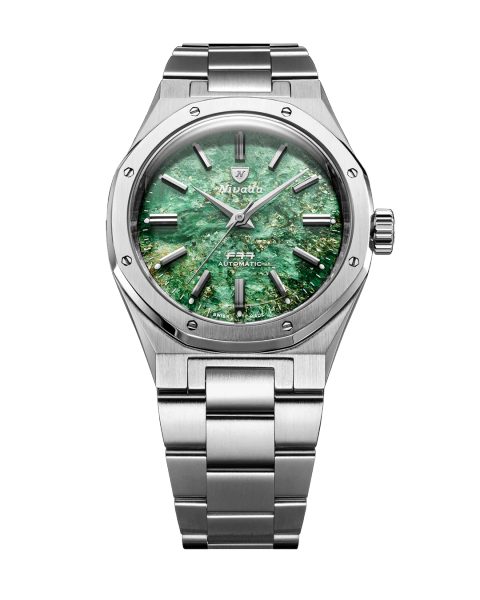 Nivada Grenchen F77 SST Green Aventurine MK2 - 38 mm - Stainless Steel Bracelet