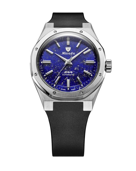 Nivada Grenchen F77 SST Lapis Lazuli MK2 - 38 mm - Black Rubber