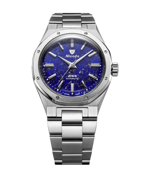 Nivada Grenchen F77 SST Lapis Lazuli MK2 - 38 mm - Stainless Steel Bracelet