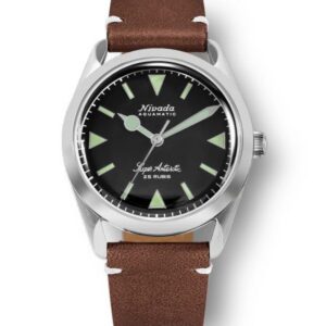 Nivada Grenchen Super Antarctic - Green - Brown Leather White Stitching