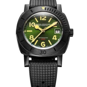 Nivada Grenchen Depthmaster Numerals - Black and Green - Tropic Rubber
