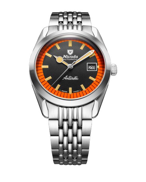 Nivada Grenchen Super Antarctic Black & Orange - 38 mm Date - Beads of Rice