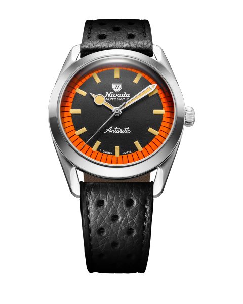 Nivada Grenchen Super Antarctic Black & Orange - 38 mm No Date - Black Racing Strap - Obrázek 3