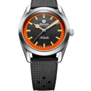 Nivada Grenchen Super Antarctic Black & Orange - 38 mm No Date - Rubber tropic