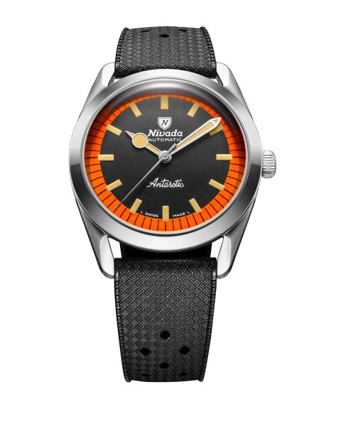 Nivada Grenchen Super Antarctic Black & Orange - 38 mm No Date - Rubber tropic