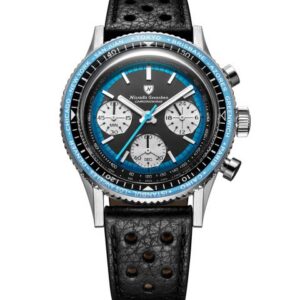 Nivada Grenchen Chronoking Racing Blue - Inter. Bezel - Black Racing Strap