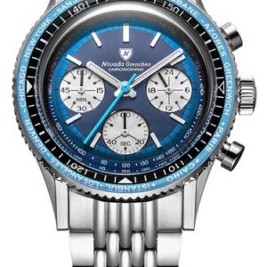 Nivada Grenchen Chronoking Racing Blue Lagoon - Inter. Bezel - Beads of Rice