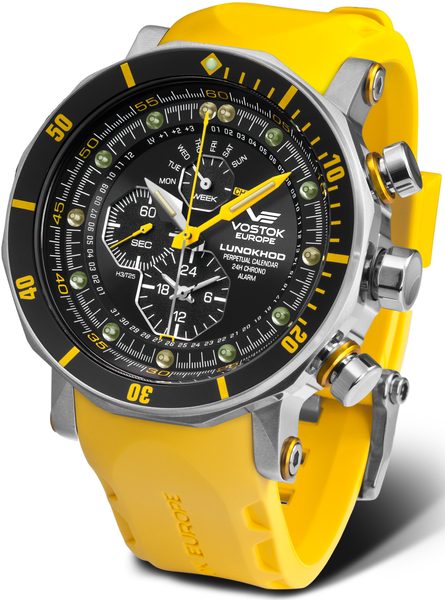 Vostok Europe Lunochod-2 Multifuncional Line YM86-620A505 - žlutý gumový řemínek